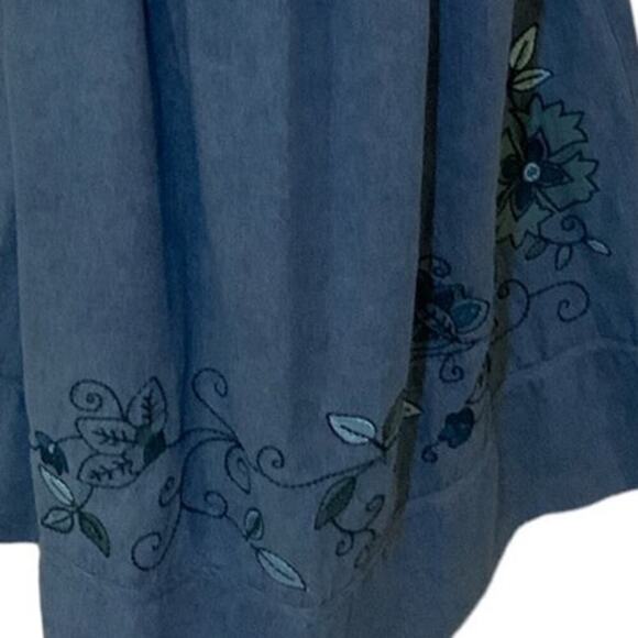 Vintage Bechamel House Chambray Dress Women's Size Small Floral Embroidered - Picture 9 of 11